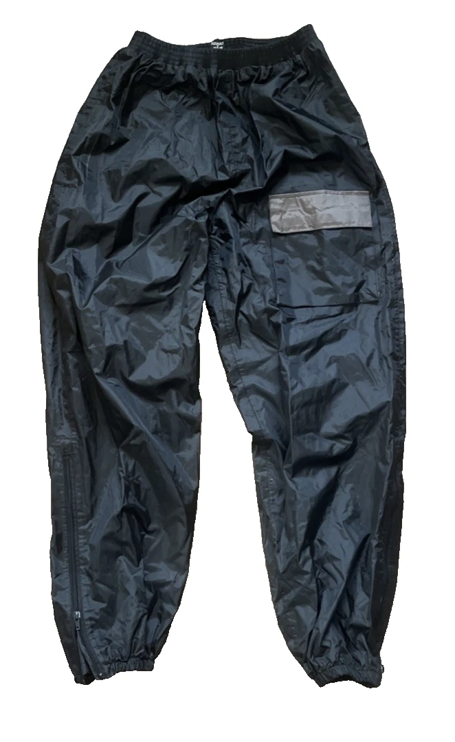 Assault Motorcycle Rain Pants Waterproof Taped Seams Mens Small Solid Black