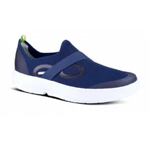 OOFOS NWT OOmg Low Mesh Men’s Sneakers Navy/White Slip‑On Comfort Recovery 11.5