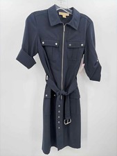 MICHAEL Michael Kors Navy Size Small Shift Knee Length Long Sleeve Dress