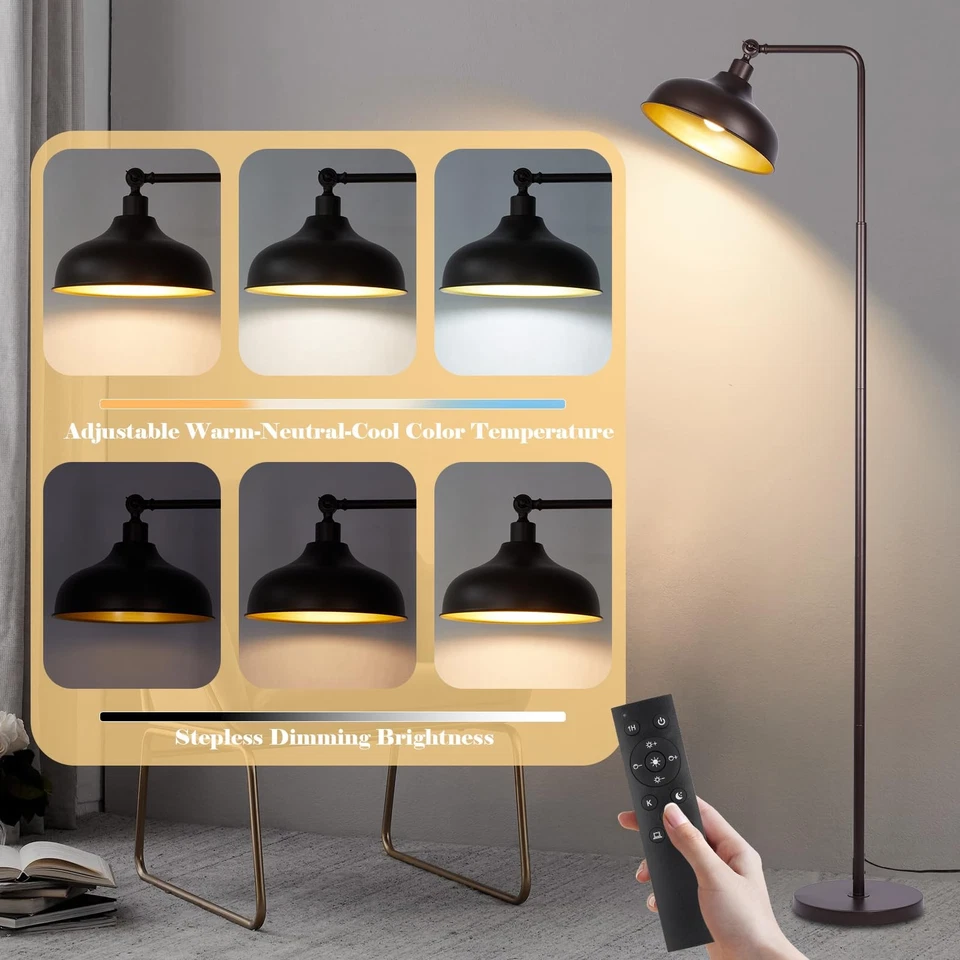 Lámpara de pie de arco moderna para sala de estar, soporte regulable de arco de cúpula grande de 16 pulgadas... Foto 3 de 4