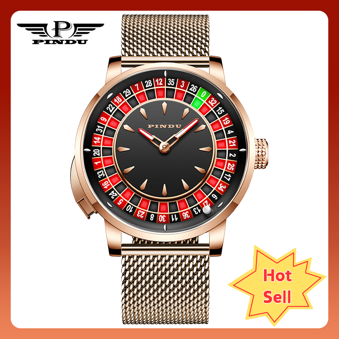 PINDU Men's mechanical roulette button waterproof watch luxury fashionfoundation
