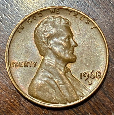 Rare 1968 D Mint Mark Lincoln Penny  1 Cent Coin ( D.D.O - D.D.R. RPM Errors) .