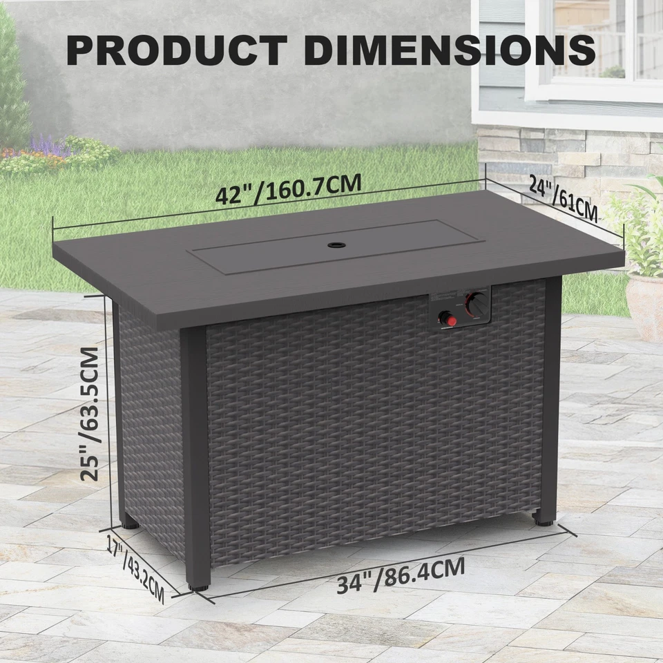 50, 000 BTU Propane Gas Fire Pit Table - 42" Outdoor Dining Table With Fire Pit - Image 4 of 4