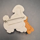 Plastic Poodle Dog Brooch Pin Pinback White Tan Pink Animals & Insects 3 in — photo 3
