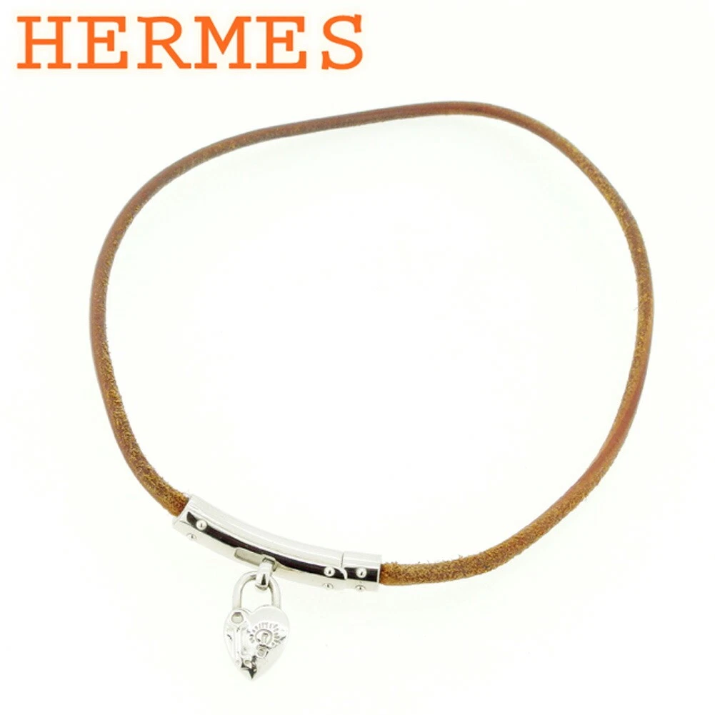 HERMÈS 3. Accessori Girocollo Primavera Hermes per Donna Marrone Argento Materiale Pelle T751