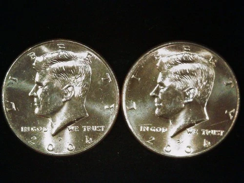 2004-P and D Kennedy Half Dollars (2 coins) AU+++. Free Shipping!