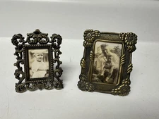 MCM Vintage Mini Ornate Metal Photo Frames, Lot Of 2