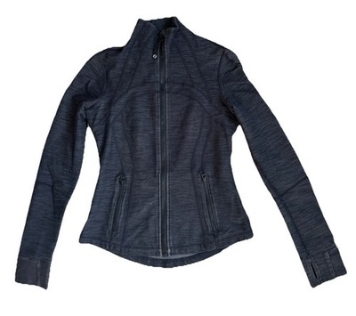 Lululemon Define Jacket Denim Black Slub Denim / Tonka Stripe Heathered Black 6