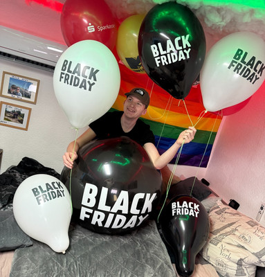 Black Friday Balloons 10x 14inch Belbal ((5White/5Black))