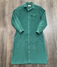 Vintage LL Bean Corduroy Dress 14 Green Midi Cottage Core Prairie Modest Button