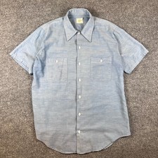 Vintage 60s 70s Big Mac Chambray Work Shirt Mens L Blue JCPenny Selvedge