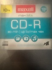 10 PK Maxell CD-R 48X 700MB Recordable Media with Slim Jewel Case