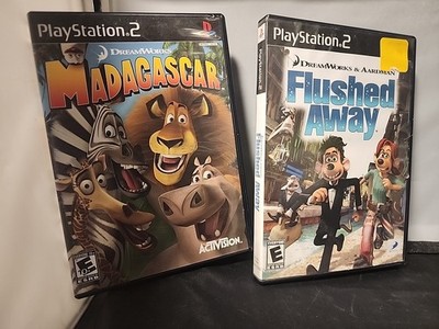 Dreamworks Collection Madagascar + Flushed Away PS2 Complete CIB TESTED Black LB