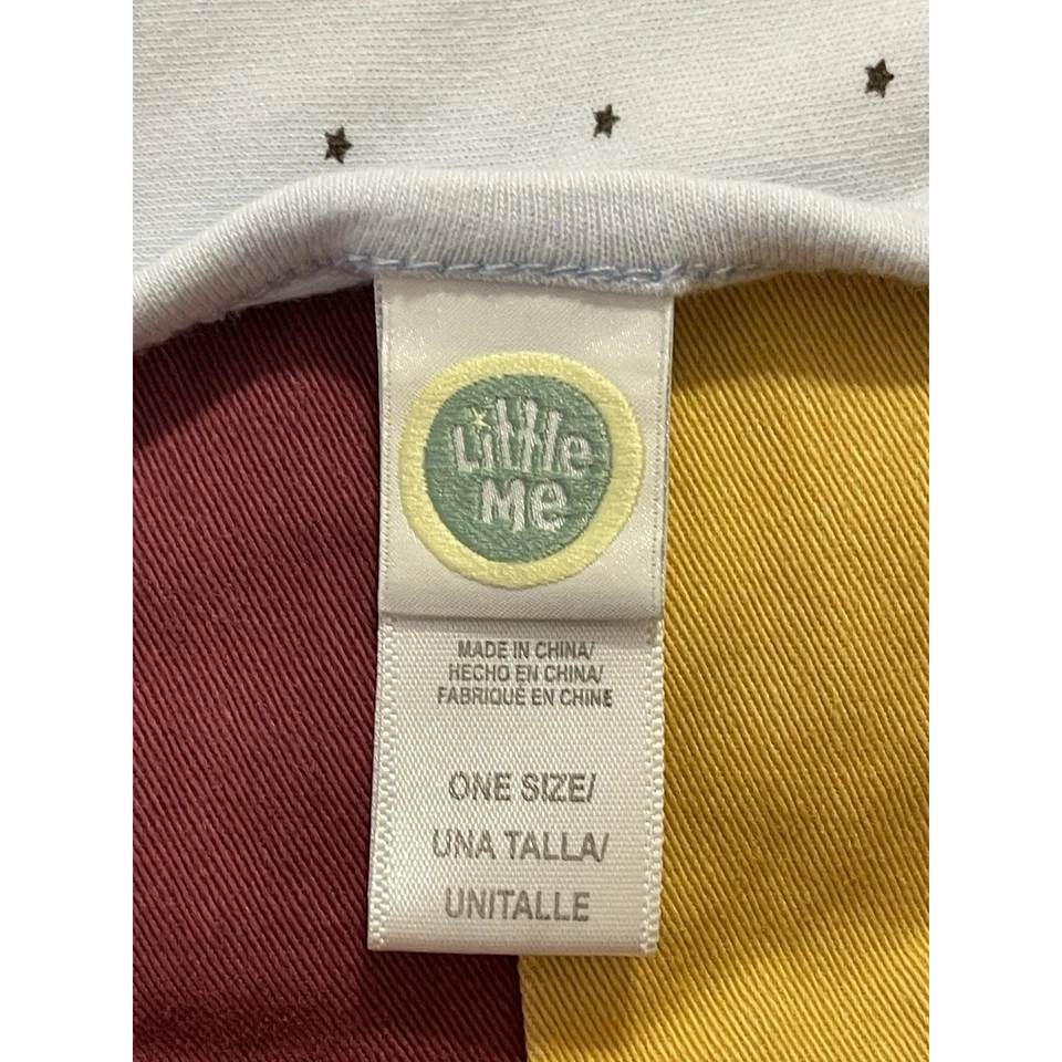 Little Me Blue Monkey Blanket Cotton Brown Embroidery Stars Car 21x30 - Image 4 of 4