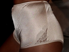 VTG SILKY NYLON LACE INSERT PANTIES VANITY FAIR 8 GRANNY 46"