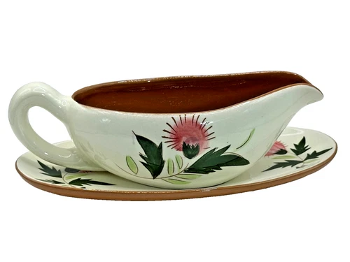 Thistle by The Stangl Art Pottery Company of Trenton NJ Gravy Boat w/ Underplate