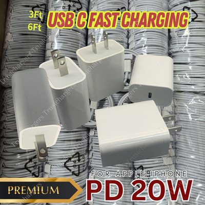 Fast Charger Adapter Cable PD 20W For iPhone11 12 13 14 15 16 17 Type USB C Lot