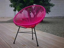 Outdoor Vinyl Acapulco Patio Chair With Black Frame In Pink