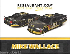2012 MIKE WALLACE "RESTAURANT.COM" #01 NASCAR NATIONWIDE SERIES POSTCARD 