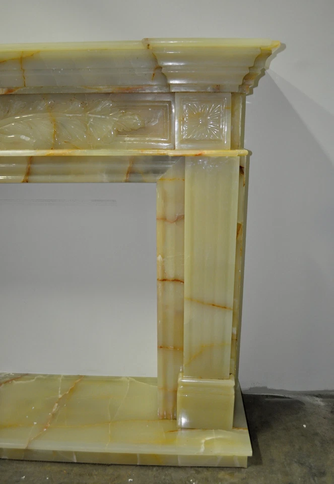 Chimenea de piedra de ónix verde amarillo abrigo envolvente sala de estar gran FPS-13 Foto 4 de 4