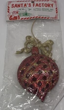 Vintage Red & Gold Christmas Ornament Santa's Factory by Paul Minor NIP