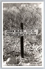 RPPC John Blair Dragged To Death By Cowboy Grave Tombstone AZ Postcard R23