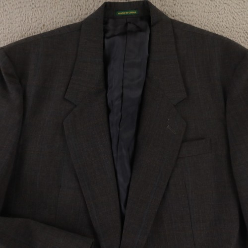 VTG Hopsack Jacket M Gray Window Pane Check Polyester Wool Blazer Sport Coat 42R - Picture 2 of 18