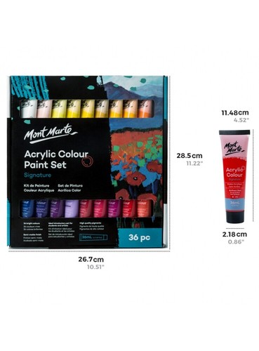 Acrylic Paint Set 18/24/36/48pcs 36ml Mont Marte Studio Artist Student Painting - Picture 12 of 18