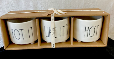 Rae Dunn Triple Planters  Pot It Like It s Hot , New In Box. Black & White
