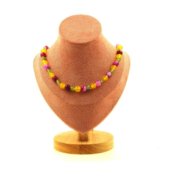 Steine Und MinéRaux. Halskette Perlen Peridot Aus Myanmar (Birma) + Achat Gelb-image