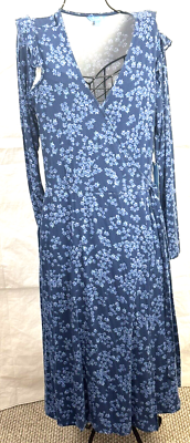 #ad DRAPER JAMES RSVP Wrap Dress Size XXL Long Sleeve Blue Cottagecore $25.89