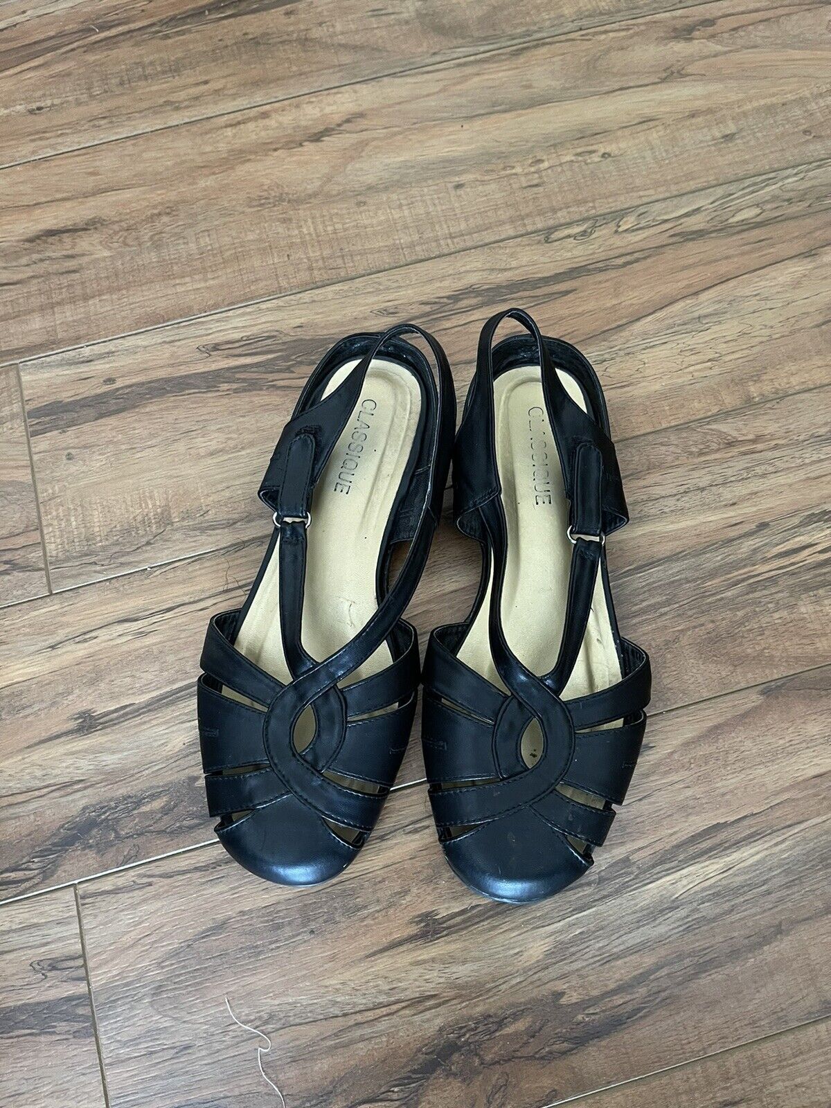 Classified Sling back Black Flats Shoes Slip On Size91/2-DWidth