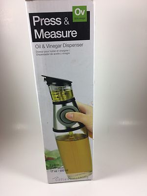 NEW InnerChef Oil and Vinegar 500ML Glass Press and Measure Dispenser - No Drip,