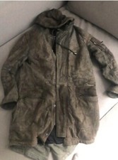 Tigha Lederjacke Winterjacke Parka S M 46/48 Schlamm Khaki Schwarz NP ca.900€