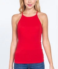 MSRP $16 Active Basic Bold Halter Tank Top Deep Red Size Medium NWOT