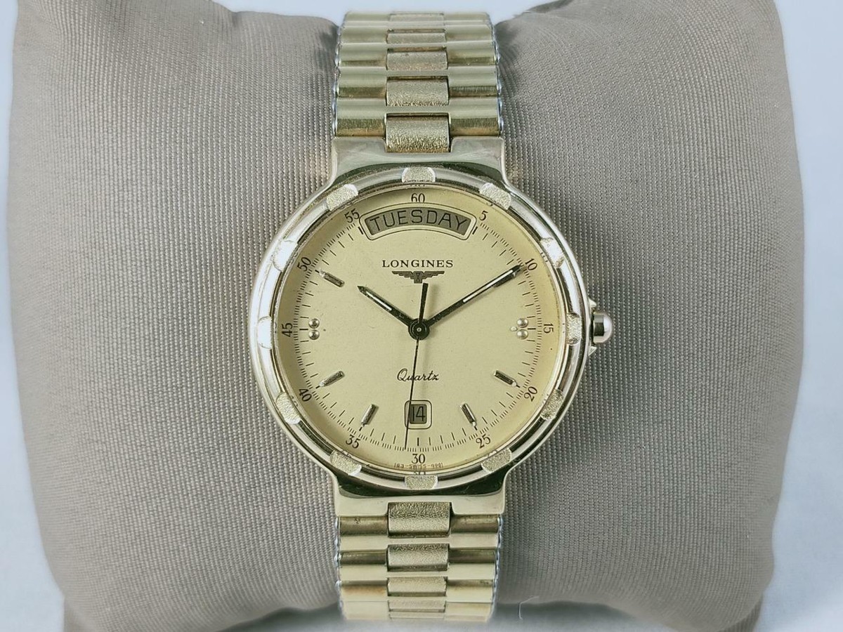 Authentic Longines Conquest Men's Gold Plated Day-Date Swiss Authentic Longines Conquest Men's Gold Plated Day-Date Swiss