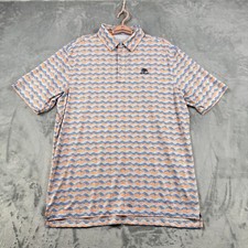 Straight Down Golf Shirt Mens Large White Orange Making Waves Polo Performance