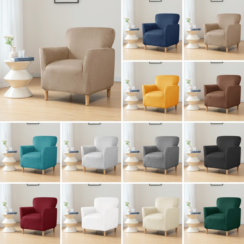 Soft Armchair Covers Elastic Velvet Club Tub Chair Slip Cover Single
