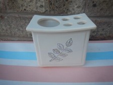 VINTAGE 90'S CREAM FLORAL/SHELLS TOOTHBRUSH/TOOTHPASTE HOLDER NEW UNUSED