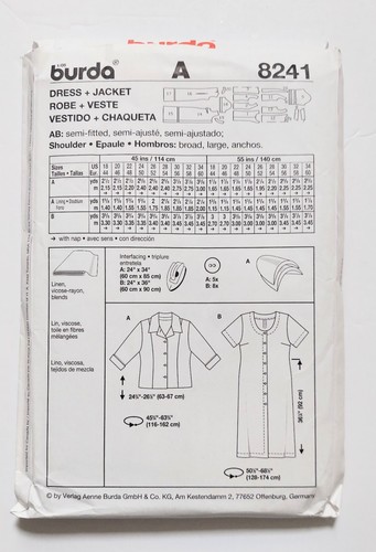 Burda 8241 Dress Jacket Size 18-34 Uncut Sewing Pattern 2006 - Picture 2 of 5