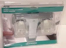 PLUMB WORKS Bath Faucet Double Handle Polished Silver NIB