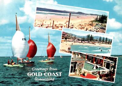 SCARCE 1970s-80s Kruger VINTAGE Greetings from Gold Coast QLD POSTCARD - UNUSED