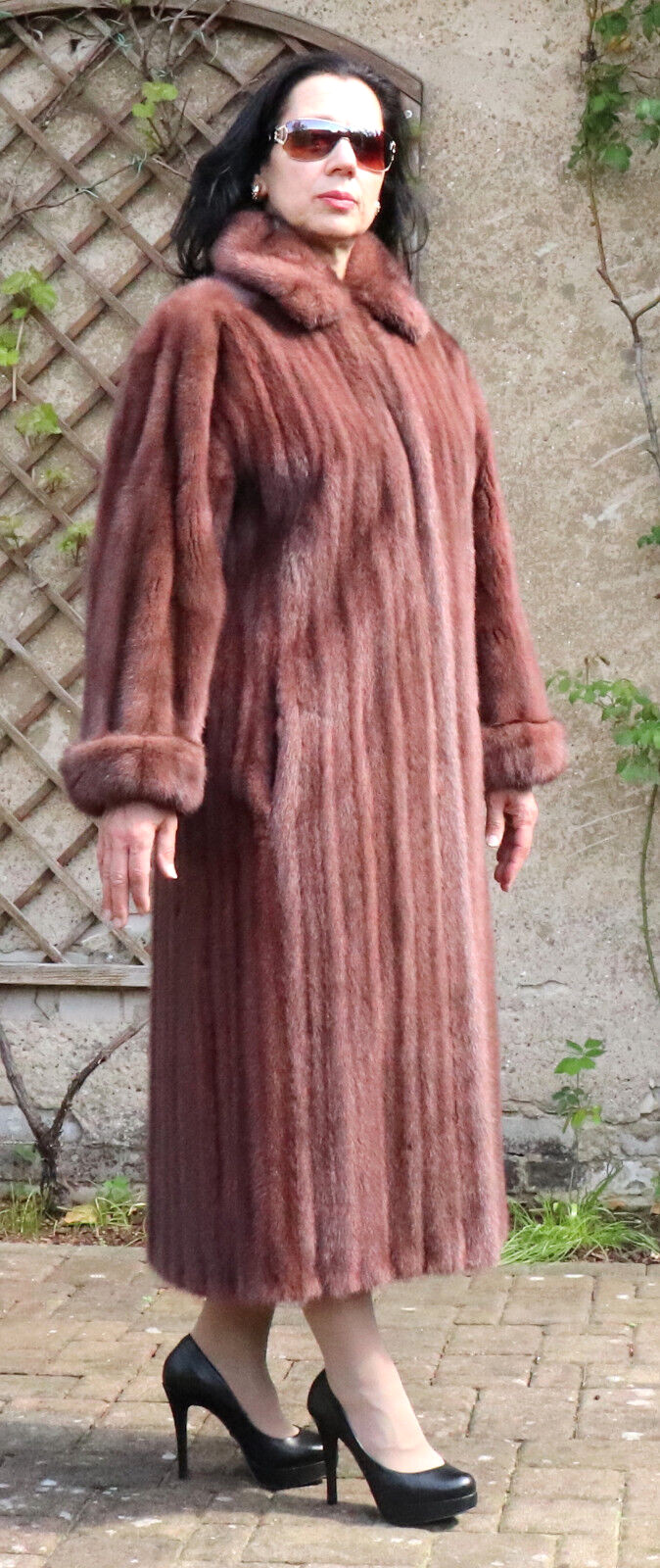 Mink Coat Cerruti 1881 Paris Saga Mink Mink Fur Coat Fur Belt Mauve Rare image 6