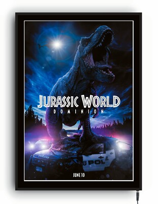 JURASSIC WORLD DOMINION movie poster framed lightbox led light sign cinema film
