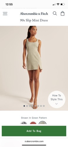 Buy Abercrombie 90s slip green dress xs 