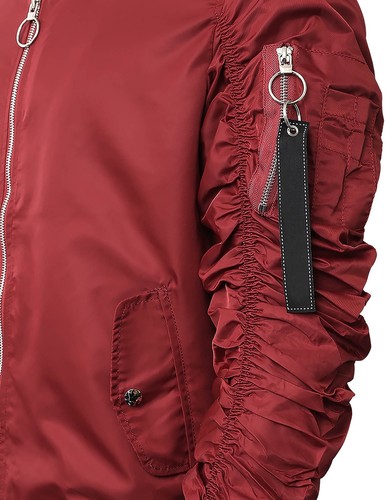 GIACCA BOMBER DA UOMO Windbreaker Zip Up Casual Lishgt Manica Raccolta ARRICCIATA - Foto 11 di 32