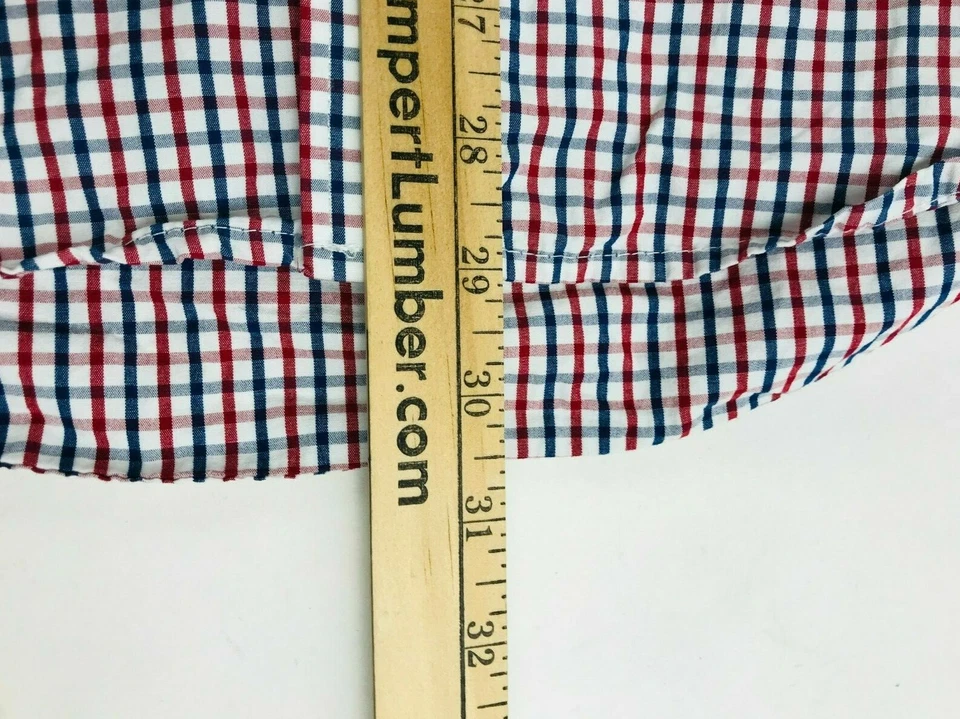 Camisa IZOD Para Hombre Pequeña Blanca Roja Azul Cuadros Bolsillo Manga Larga Con Botones Foto 4 de 4