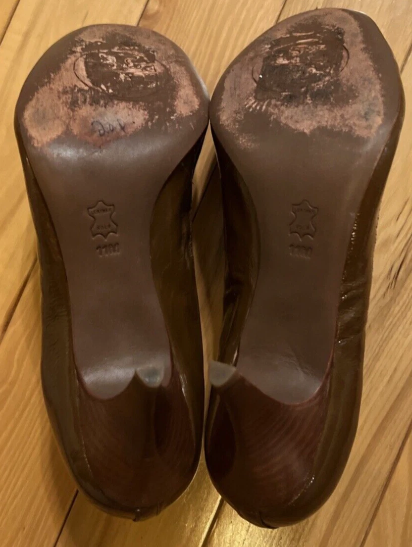 TORY BURCH scarpe donna tacco logo vernice pelle decolte taglia media 11M multi