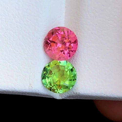 Natural Multi Colors Tourmaline Cut Stones 2.20 Carats 2pcs from Afghanistan - Picture 4 of 6
