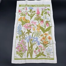 American Wildflowers Tea Towel Linen Floral  Wall Hanging Kitchen Decor